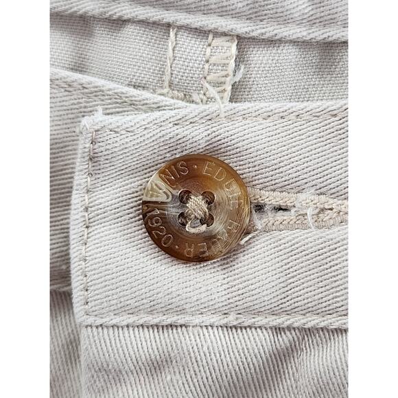 Vintage 90s Eddie Bauer High Rise Pleated Chino Pants Size 14 Khaki Tan Cotton - Picture 2 of 16